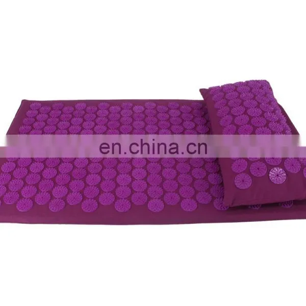 Round Shape Private Label Cotton Canvas Plastic Acupressure Spike Mat