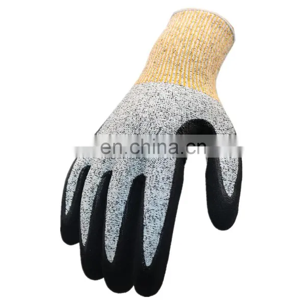 High Quality Level 5 HPPE Liner PU Coated Cut Resistant Protection Hand Gloves for Work photo-2