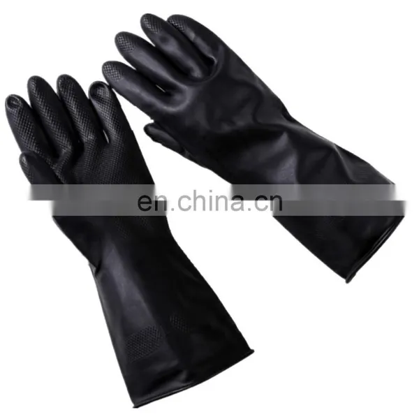 Long Waterproof Hand Industrial Oil Field Resistant Rubber Black Industry Working Safety Latex Gloves photo-4