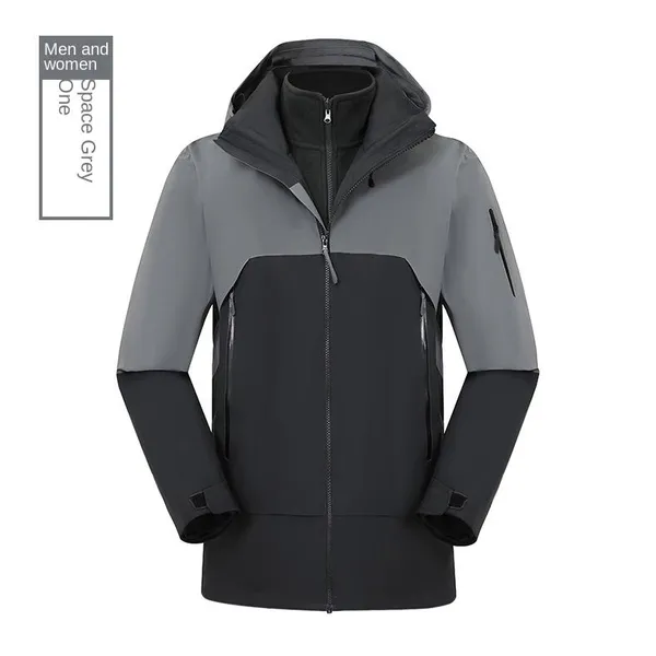Couple's Lightweight Hard Shell Three in One Outdoor Sports Jacket, Cold Proof, Windproof, Waterproof Hiking Suit photo-4