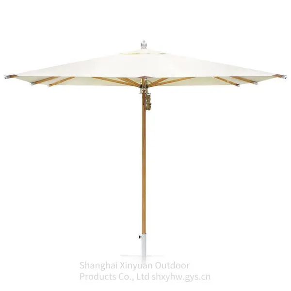 Heavy-duty Wooden Patio Umbrella Suitable for Commercial Customization, Luxurious Double-pulley Drawstring Umbrella photo-2