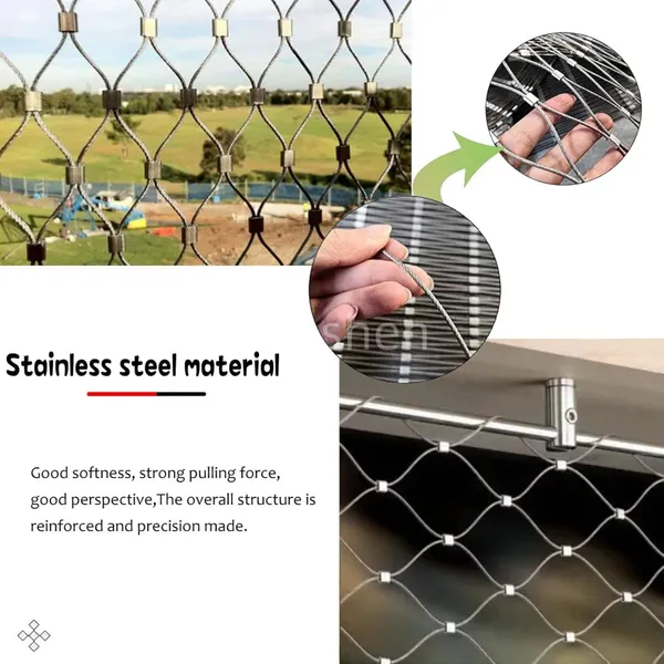 Stainless Steel Wire Woven Cable Rope Mesh Protection Fence Animal Cages Screen Mesh Wire Rope Cable Net photo-5