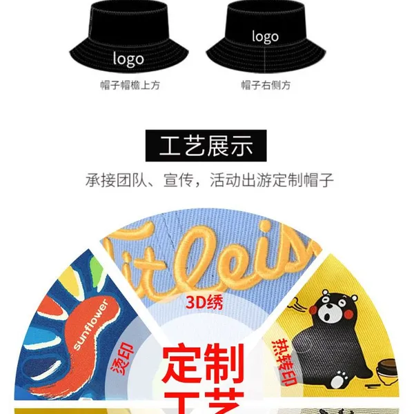 Bucket Hat Kids Hat Adult Sunhat With Logo Printing Embroidery Logo Customized Breathable Sun Hat Adjustable Tightness photo-5
