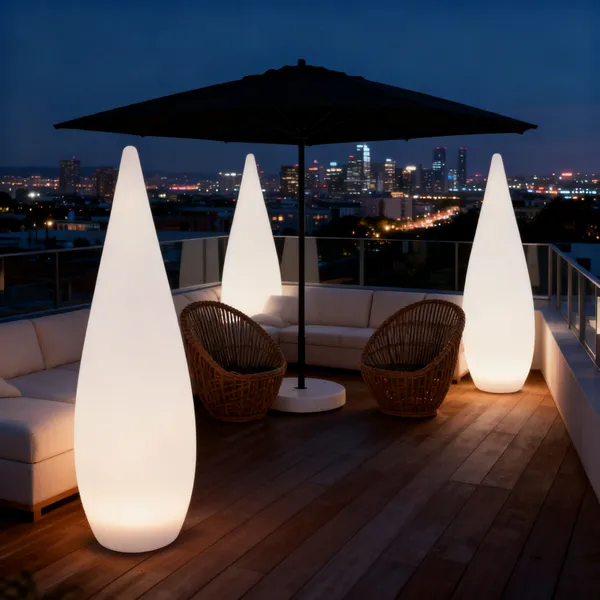 Modern LED Waterproof Drop Shape White Shade Floor Lamp Art Deco Design for Indoor/Outdoor Use 3000/4000/6000K photo-2