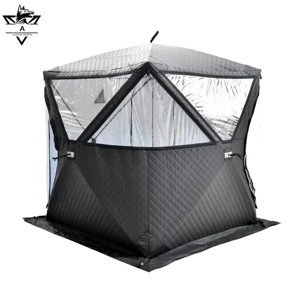 Wholesale Pop up Ice Fishing Tent Insulated Waterproof Windproof Winter Ice Fishing 2-4 Person Portable Thermal Shanty Tent photo-3