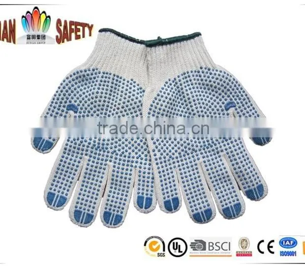 FT SAFETY 7G Poly-cotton Nature White String Knit Gloves With PVC Dots for Safety photo-3