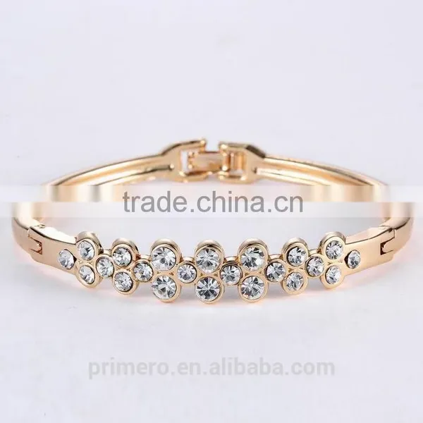 Women's Fashion Alloy Flowers Rhinestone Cuff Bangle Bracelet Jewelry photo-2