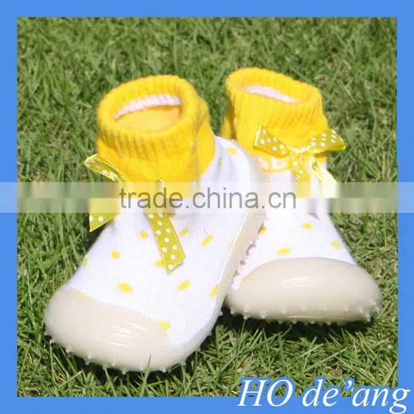 HOGIFT Baby Rubber Sole Sock Shoes,Child-slip Floor Socks,Knitting Multicolor Bow Socks photo-2