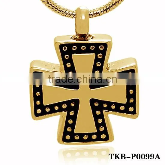 Shining Gold or Silver Plated Hollow Black Prayer Cross Cremation Ashes Pendant Funeral Casket And Urns Religious Jewelry photo-2