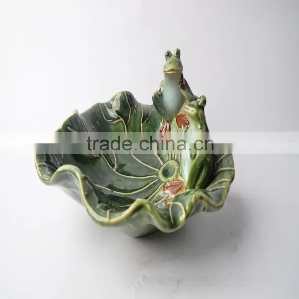 Ceramic Plate of Lotus Leaf With Frog photo-2