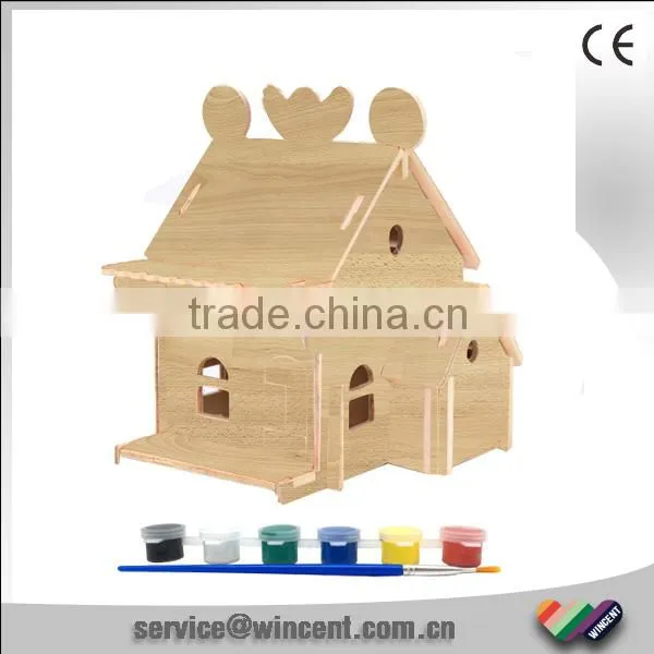 School Kids Toy Self-Assembly House 3D Wood Puzzle