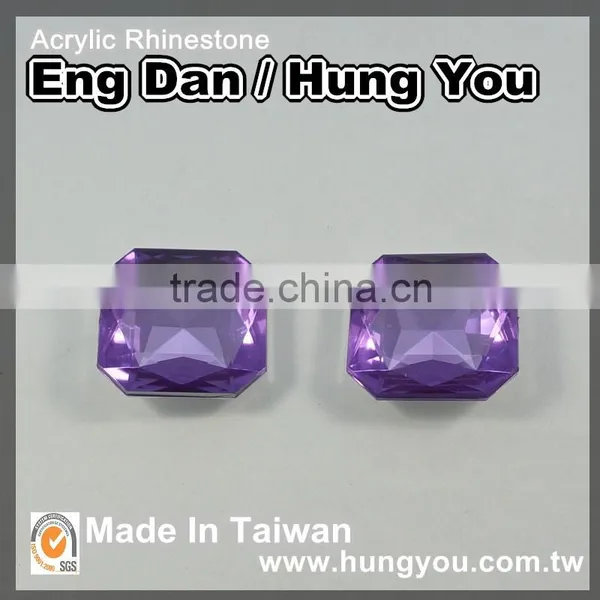 Made in Taiwan Lustrous Square Shaped Point Back Imitation Plastic Gemstones photo-3