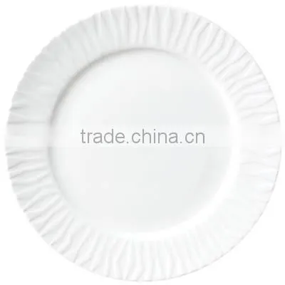 Super White Emboss Ceramic Serving Plate Platter Wedding Plate photo-3