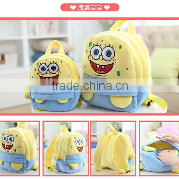 25*19cm(S)/35*28cm(L) Lovely Customzied Yellow Sponge Bob Plush Animal Cartoon Backpack for Children photo-6