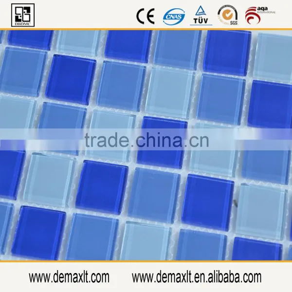 Dezhou Interior Decorative 300x300mm Square Shape Blue Glass Mosaic Design photo-4