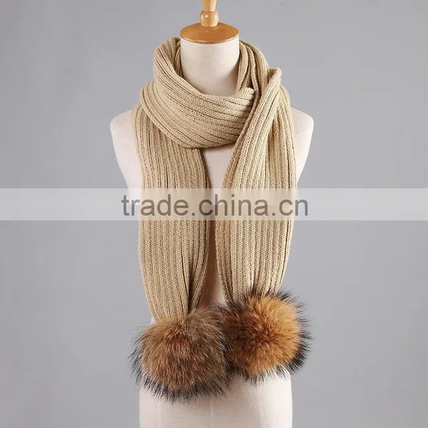 Winter Knitted Warm Scarf With Pomporn , More Color Choose