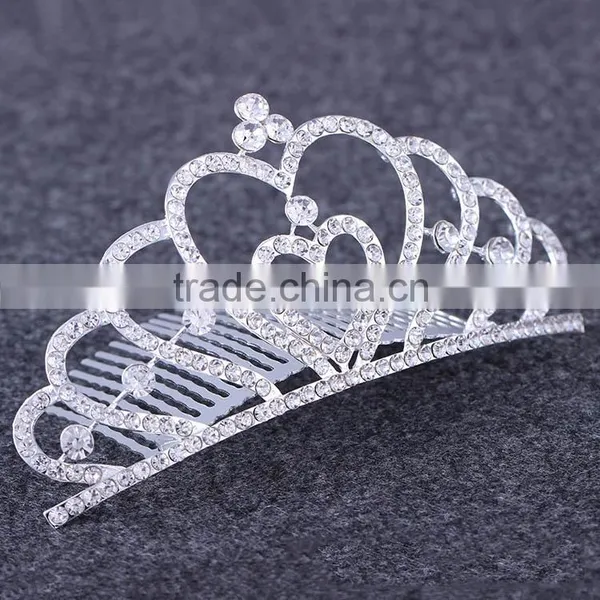 Korean Fashion Love Crown Bride Crown Alloy Rhinestone Hair Comb Hair Accessories Jewelry Factory Outlets photo-5