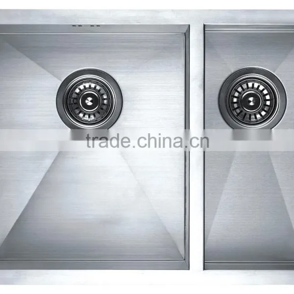 Two Bowls Stainless Steel Commerical Hand Made Kitchen Sink GR-3320 photo-3