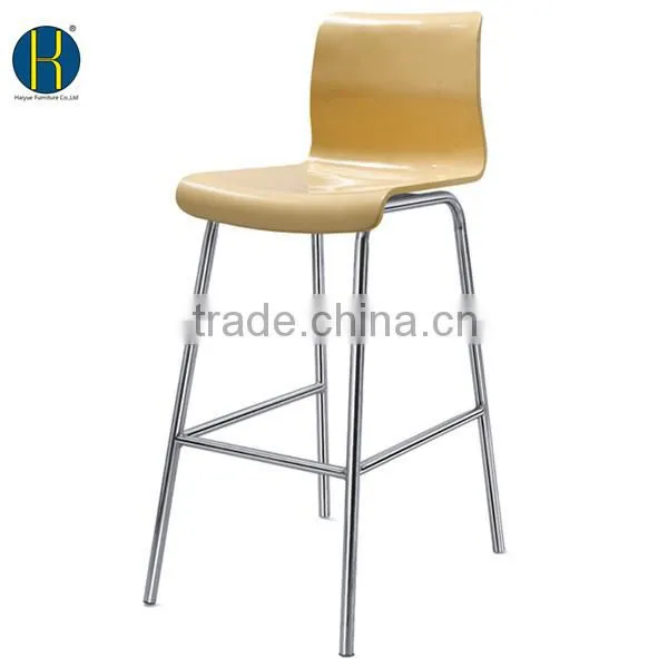 Cafe Bar Stools Chrome Frame Plywood Seat High Chair #HY3013 photo-3