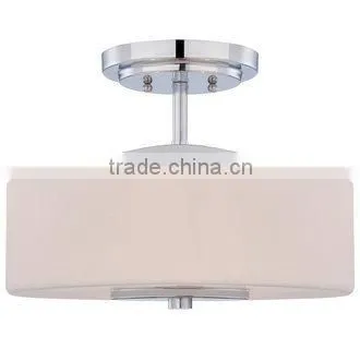 Polished Chrome Semi-Flush Mount Ceiling Fixture With Oval Glass Shade photo-2