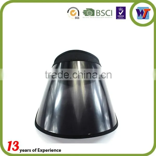 Black cheap UV protection PVC Plastic caps Long Brim Sun Visor hats