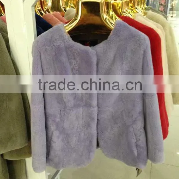2015 New Arrival Rex Rabbit Fur Coat RR03 photo-2
