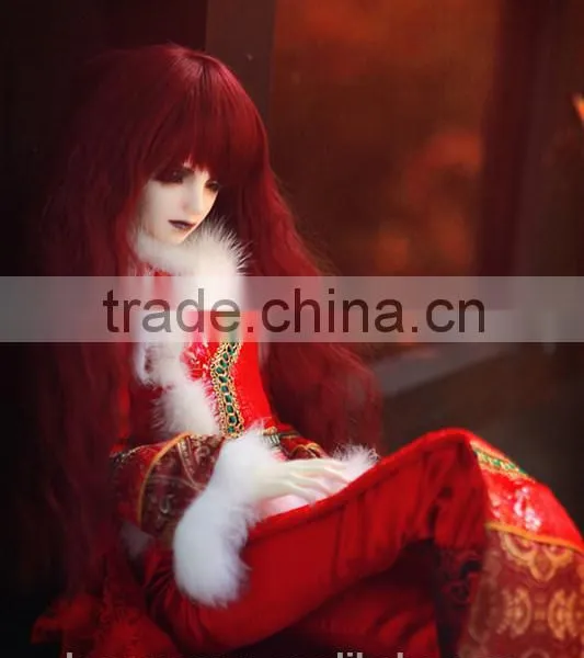 High Quality Long Red Shag Deep Curly Doll Wigs for 1/3 1/4 1/6 BJD Dolls photo-3
