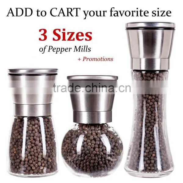 Manual Glass Spice Bottle Grinder/pepper and Salt Mill 6 Oz Glass Body and 5 Grade Adjustable Ceramic Rotor photo-5