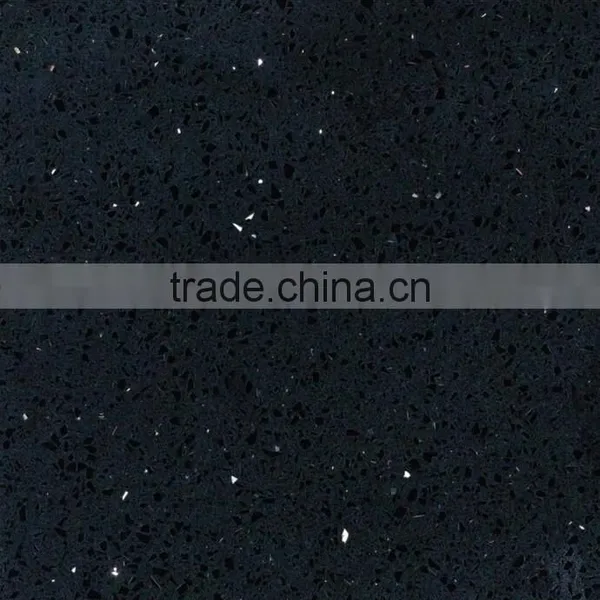 Factory Supply Wholesale Crystal Sparkle Mirror Black Artificial Quartz Stone Slab photo-3