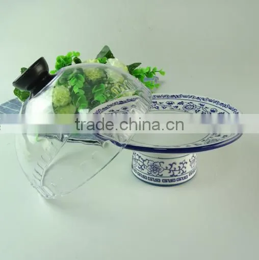 Stocks White Ceramic Cake Plate With Plastic Lid photo-2