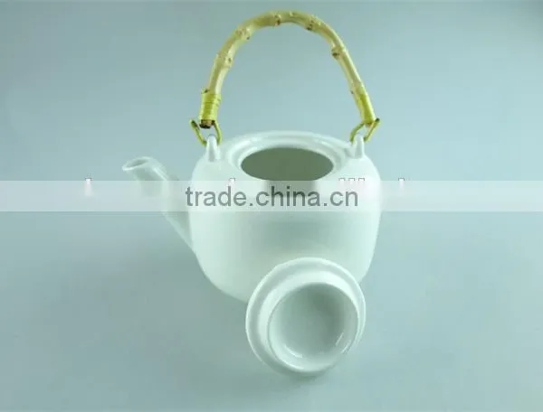 White Cheap Price Ceramic Teapot With Plastic Handle in Stock photo-2
