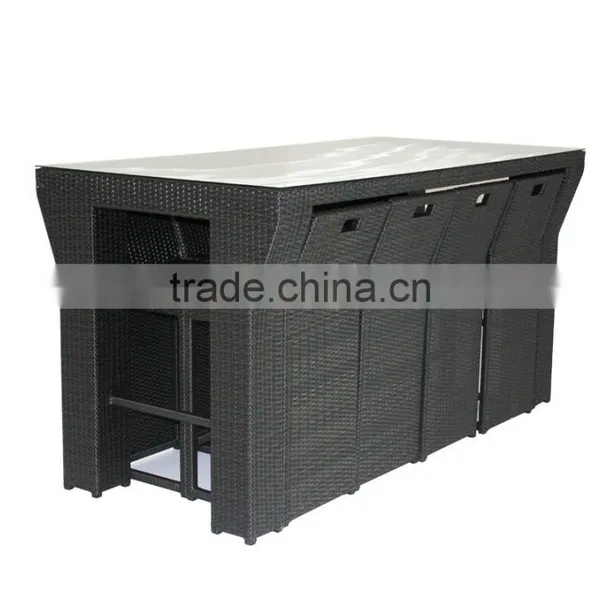 High Top Wicker Bar Table And Chair Set photo-4