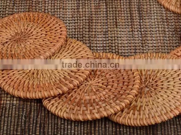 Round Rattan Coasters With Holder (Set of 6) / Rattan Platemat photo-4