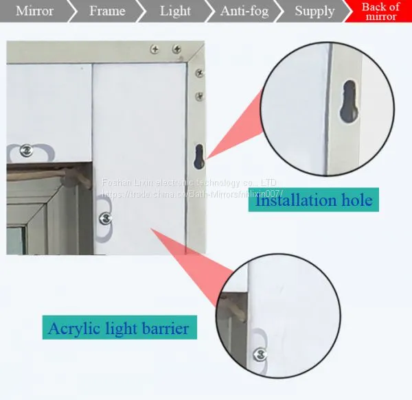 Extend Width Illuminate Bath Mirror Aluminum Edging Series, LED Light up Mirror With Anti Mist Film photo-5