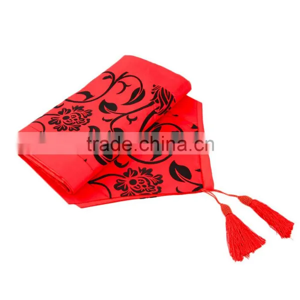 2016 New Flock Floral White Taffeta Retro Decorative Wedding Bed Table Runner Cloth photo-6