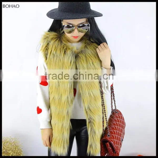 New Style Long Yellow Fur Fashion Wholesale Faux Fur Girls Vest photo-2