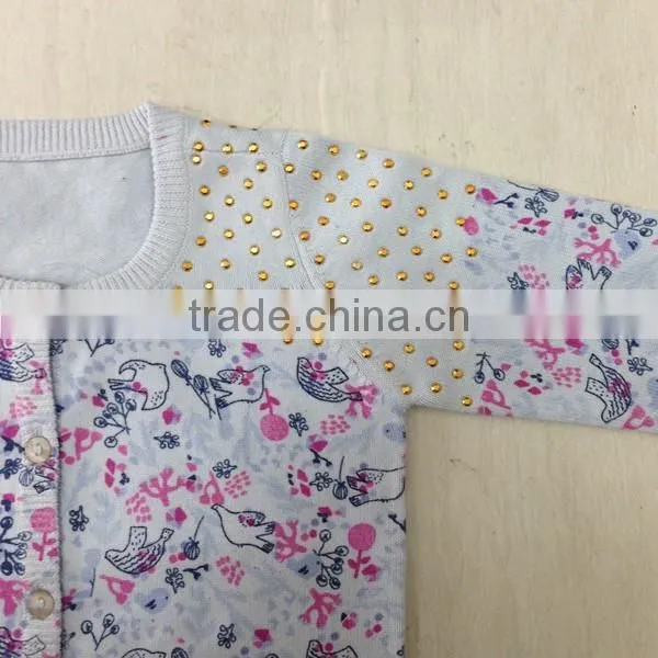 Girl's Cotton Printing Cardigan Sweater With Hotfix Rhinestone photo-5