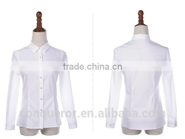 Intellectual Modern Ladies Long Sleeve Non-iron White Formal Shirt photo-6
