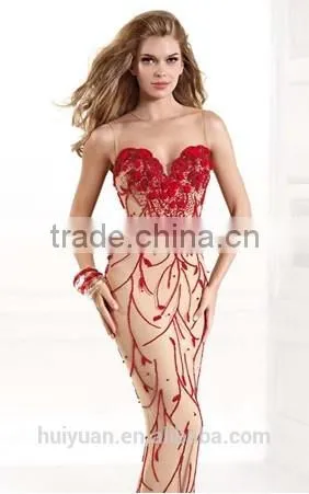 Red Fashion Sweetheart Neck Applique Flower Cocktail Party Dress photo-2