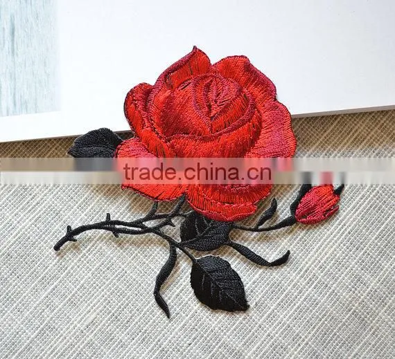 2017Custom Iron Patches Clothing Embroidered 3D Flower Embroidery Patch Manufacturers photo-2