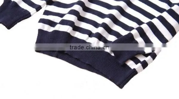 Turn Down Collar Children Stripe Knitting Patterns Sweater photo-6