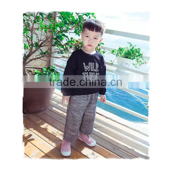 1-6 Years 2017 Wholesale Cotton Autumn Full Sleeves Letter Kids Boys Black White Shirts photo-3