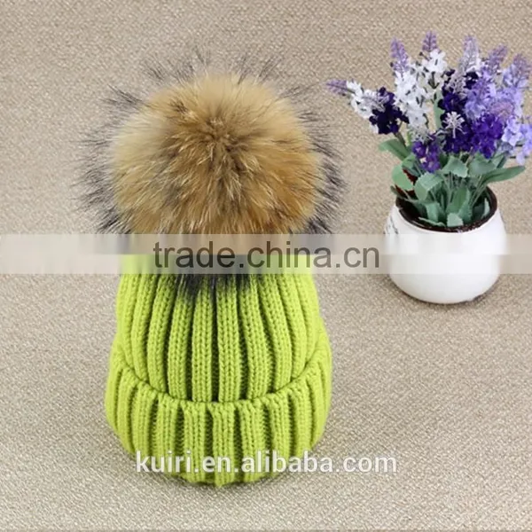 Women Beanies With Fox Fur Pompom Genuine Fur Ball Ski Cap Bobble Hat 15cm Fluffy photo-5