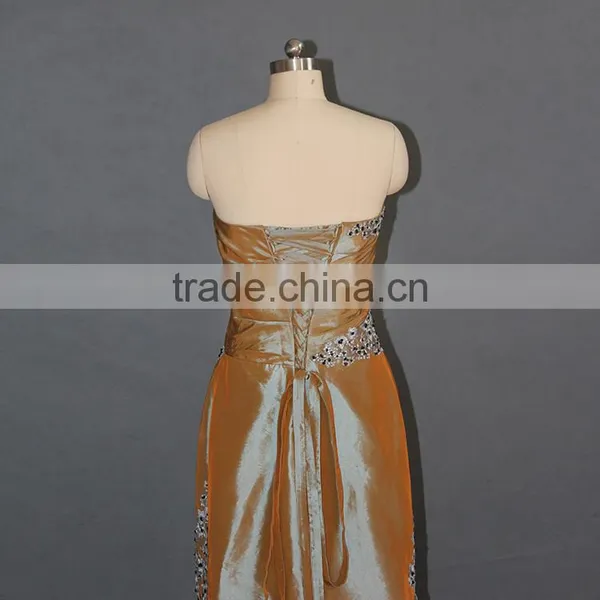 Orange Taffeta Strapless Long Evening Dress 2017 photo-5