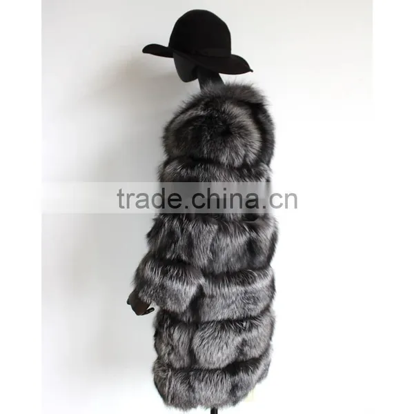 Myfur New Fashion Winter Warm Whole Pelt Desin Silver Fox Fur Coat for Women photo-3