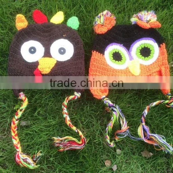 Multicolor Baby Hat for Holiday Owl Hat Cap With Ear Flap Animal Style Infant Toddler Holiday Handmade Hat For Girls and Boys photo-4