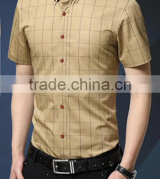 In the Summer of 2016 the New Men's Short Sleeve Shirt, Cultivate One's Morality Thin Section Checked Shirt Cotton Business Casu photo-2