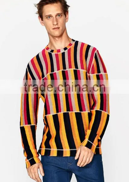 2017 Novel Bright Stripe New Pullover Mens Latest Sweater Design With High Quality photo-3