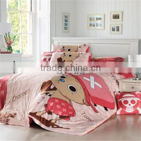 (Hot Model) One Piece Cute Chopper Bedding Set, 100% Cotton Bedding Set King Size, Lovely Bedding Set 4pcs