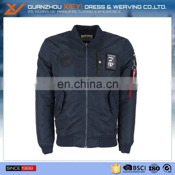 High Quality Nylon Plain Navy Flight Bomber Jacket Mens